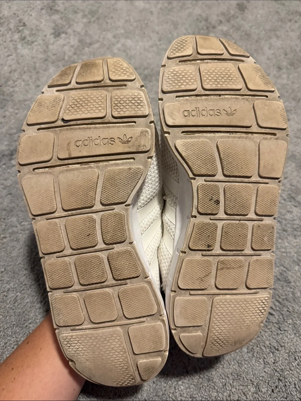 Adidas Kids Cream Knit Lace-Up Sneakers
